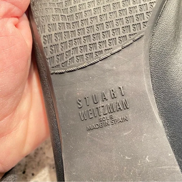 STUART WEITZMAN GIVEABLE BLACK LEATHER FLATS 8M - Picture 10 of 11